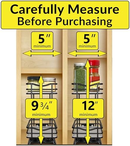 LYNK PROFESSIONAL® Pull Out Spice Organization for Cabinets - 4-3/8 inch Wide – Spice Rack for Inside Cabinets, Slide Out Spice Rack Organizer for cabinet – Pull Out Spice Rack, Sliding 2 Tier Black - Image 5