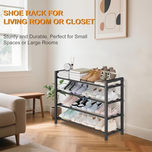 4-Tier Expandable Metal Shoe Rack for Closet & Entryway, Shoe Organizer - Image 5