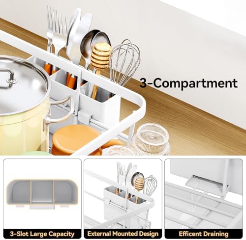 TOOLF Dish Drying Rack for Kitchen Counter,12.4''W x 16.5''L x 7.2'', White - Image 4
