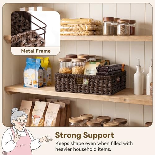 GRANNY SAYS Wicker Storage Baskets for Shelves, Brown Pantry Basket, 1-Pack - Image 2
