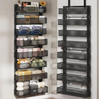 Over The Door Organizer, 8-Tier Heavy-Duty Metal Mesh Rack, Adjustable Large Baskets, 2-in-1 Hanging or Wall Mount Spice Rack, Behind The Door Organizer for Bedroom Closet Bathroom Pantry Kitchen by DAOTENGQL