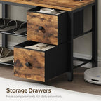 YATINEY 5-in-1 Hall Tree with Drawers, Entryway Bench with 8 Adjustable Coat Rack and Shoe Storage, Industrial Coat Rack with Bench for Entryway and Front Door, Rustic Brown and Black MT06BR - Image 3