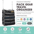 Pack Gear Hanging Suitcase Organizer - Our XL Hanging Luggage Organizer Perfectly Fits Any Suitcase - Our Packing Cubes For Travel Use Mesh Windows to Make Finding Any Outfit Easy (Black, XL) - Image 3