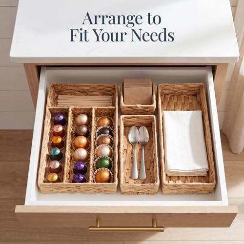 Best Choice Products 5-Piece Flatware Organizer Set, Woven Modular Silverware & Utensil Drawer Organizer Trays, Drawer Divider, Storage Containers for Kitchen, Bathroom, & Office Utensils - Natural - Image 7