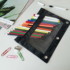 YoeeJob Pencil Pouch for 3 Ring Binder, Binder Pouches with Zipper Bulk, Pen Holder Case with Clear Window School Class Office Organizers, 24 Pack, Black - Image 2