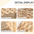 YAHUAN Stair Basket with Handles, Woven Water Hyacinth and Seagrass Stair Baskets for Carpeted Stairs, Natural Woven Wicker Staircase Storage Organizer for Home (Water Hyacinth & Sea grass) - Image 3