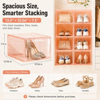 Translucent Pink Shoe Storage Boxes, 2026 2nd Gen Thickened Hard Plastic Stackable Organizer with Magnetic Door, Folding Shoe Racks for Closet, Decorative Sneaker Display Cases, 6 Pack - Image 2
