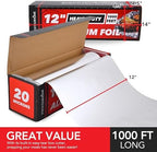 Stock Your Home Heavy Duty Aluminum Foil Roll, 1000 FT x 12 Inches Wide Non Stick Aluminum Foil Heavy Duty Rolls, Heavy Duty Foil with Easy Tear Dispenser, Premium Tinfoil Roll to Wrap & Store Food - Image 2