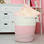 Sea Team Large Woven Cotton Rope Laundry Basket with Handles, 20 x 14 in - Image 3