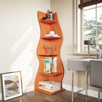 LITTLE TREE Small Corner Shelf, Modern 5-Tier Wall Corner Bookshelf, Stylish Bookcase Storage Rack for Small Space, Living Room, Bedroom, Orange, 2 Pack - Image 2