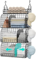 HapiRm Hanging Closet Organizer Storage - 4 Tier Metal Stackable Hanging Closet Shelves with Dividers and S Hooks, Foldable Clothes Shelves for Clothes, Pants, Shoes, Coat, Hats Clutches Accessories by HapiRm
