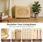 Natural Wood Router Box Hider with Rattan Doors, Tabletop Cable Management Cabinet to Hide Modem & Cords, Fits up to 11" H, 16"x10.4"x12" - Image 5