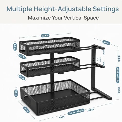 3-Tier Under Sink Organizer, Pull-Out Drawers, 2-Pack Black - Image 5