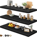 QEEIG 12" Deep Floating Shelves for Wall (Black, Set of 3, 35.4" x 12") by QEEIG