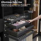 Luxury Pull Out Underwear Organizer for Closet - Lined with Lychee-Textured Leather, Modular Bra & Sock Storage Drawer, Soft Close Silent Rails, Adjustable Width Wardrobe Drawer for Lingerie & Ties - Image 3