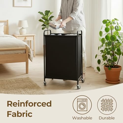 GRANNY SAYS Laundry Hamper, Slim Basket with Wheels and Handles, Black, 80L - Image 4