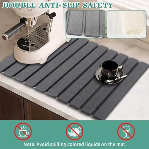 Stone Dish Drying Mat for Kitchen Counter, 24 x 16 Inch(Dark Gray) - Image 3