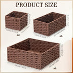 SiliFine Paper Rope Bathroom Woven Storage Basket Set of 4, Brown - Image 3