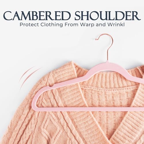 HOUSE DAY Pink Velvet Hangers 100 Pack, Premium Non-Slip Felt Hangers - Image 5