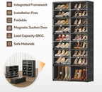 Vipbox Shoe Rack Organizer Cabinet for Closet Entryway,Clear Shoe Storage Boxes Stackable Sneaker Storage with Door Easy Assembly Black Shoe Cabinet with Lids Large 9 Tiers 36 Pairs - Image 5