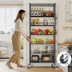 DurayLoly 7-Tier Wire Shelving Unit with Basket Shelf & Wheels - Image 4