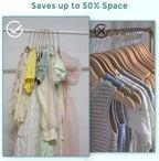14 Inch Velvet Kids Hangers -50 Pack Durable & Non-Slip Closet Organizers for Big Kids & School-Age Children, 0.2" Ultra Slim Space-Saving Design with 10 Hanger Clips & 360° Rose Gold Hook, White - Image 5