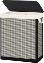STO STO 2 Section Laundry Hamper with Lid, 140L Steel-Frame Double Laundry Hamper with Removable Washable Liner, Breathable Large Laundry Basket for Bedroom, Bathroom, Laundry Room, Dorm, Closet by STOSTO