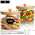 ComSaf Glass Storage Jars with Bamboo Lids 1.8 Qt 2 Pack Large Round by ComSaf