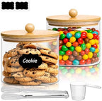 ComSaf Glass Storage Jars with Bamboo Lids 1.8 Qt 2 Pack Large Round by ComSaf