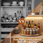 24'' Wood Lazy Susan for Countertop Acacia Large Turntable Rotating Serving Tray for Table Top Non Skid Kitchen Tray Revolving Condiment Spice Rack Table Organization Storage, Natural - Image 3