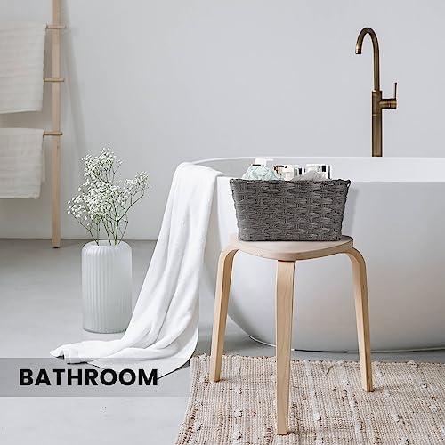 Onlytak 2-Pack Plastic Wicker Bathroom Baskets, 12"x12"x6", Dark Grey - Image 4