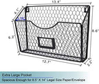 PAG-Mass 3 Pockets Hanging File Holder Wall Mount Mail Organizer Metal Chicken Wire Magazine Rack with Tag Slot, Black - Image 6