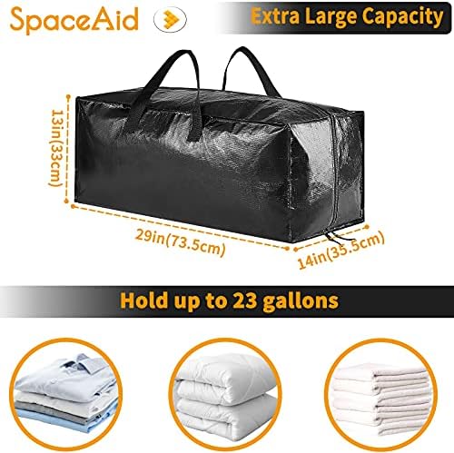 SpaceAid Heavy Duty Moving Bags 8 Pack, Large Storage Totes Bins with Backpack Straps, Strong Handles & Zippers, Packing Moving Boxes Supplies, College Dorm Room Essentials, Black - Image 4