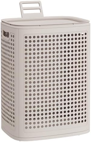 SONGMICS Laundry Hamper with Lid, 75 L Ventilated Basket, Cutout Handles by SONGMICS