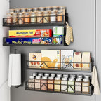 16.9 Inch Large Capacity Magnetic Spice Rack for Refrigerator Black, 5 Pack by Mystozer