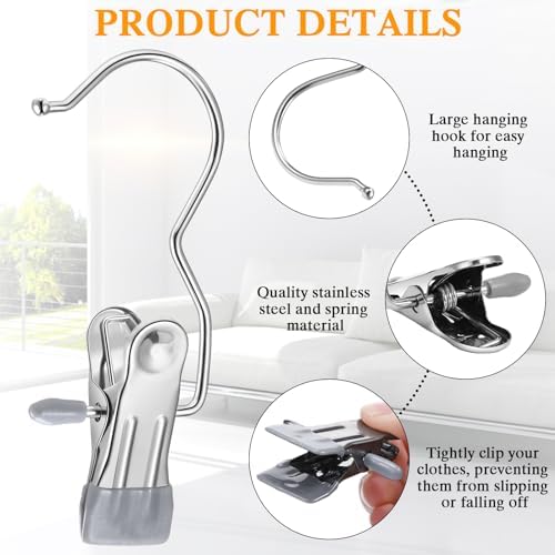 Yinder 150 Pcs Boot Hanger Clips Laundry Hooks Stainless Steel Hooks,Gray - Image 4