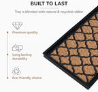 Anji Mountain Heavy Duty Waterproof Rubber Shoe Storage Mat Organizer/Boot Storage Multi Use for Entryway with Coir, Tan and Black Trellis Insert, Fits 3 Pair (34.5" Wide) - Image 3