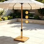 45lbs Patio Umbrella Base, Heavy Duty Stand Outdoor, Teak - Image 2