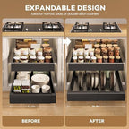 Seinloes 4 Pack Pull out Cabinet Organizer 21"Deep with Raising Pad for Framed Cabinets, Expandable Slide out Drawers for Kitchen Cabinets with 4pcs Divider Racks, Roll out Shelves 12.1"-20.4" W Black - Image 2