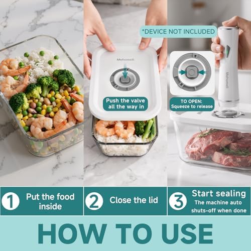 Mehomeli Glass Vacuum Seal Containers, 3-Piece Set, Small Medium Large - Image 3