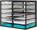PAG Mass Mail Holder, Adjustable Countertop Literature Organizer, Student Mailbox, Desktop Bill Paper Organizer, 12 Compartments, Black by PAG-Mass