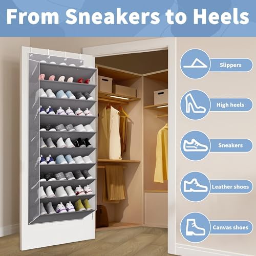 TAHAVICE 30 Pair Over the Door Shoe Organizer, Hanging Closet Shoe Storage - Image 4