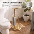 Hoimpro Toilet Paper Holder Stand Bathroom Free Standing Brushed Gold - Image 5