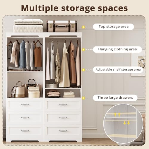 IRONCK Freestanding Closet System with Adjustable Shelves & 3 Drawers - Image 4