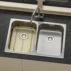 SANNO Sink Bottom Grid for Kitchen, Sink Protectors with Rear Drain Hole for Double Sink,Stainless Steel,13" L x 11.6" W - Image 4