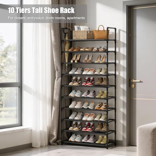 Shoe Rack, 10 Tier Shoe Storage Organizer Fit 30-35 Pairs Shoes,Metal Tall Shoe Shelf for Closet,Entryway,Garage,Bedroom,Cloakroom - Image 7