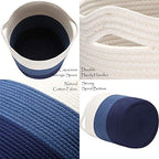 Sea Team Large Woven Cotton Rope Laundry Basket with Handles, 20 x 14 in - Image 4