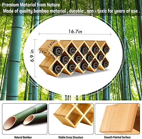Bamboo Criss Cross Spice Rack Organizer for Cabinet, Wood Seasoning Rack Spice Holder, 18-Jar Spice Rack Tower Spice Storage for Kitchen Countertop Drawer-Jars Not Included - Image 5