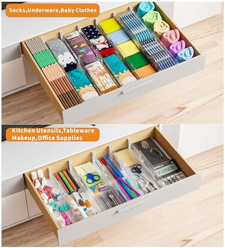 Yieach 12 Pack Clear Expandable Deep Drawer Separators From 15 to 21'' - 3.2 Inch Tall Acrylic Drawer Dividers for Clothes,Dresser Drawer Dividers for Dresser,Baby Nursery,Clothing,Sock or Underwear - Image 3