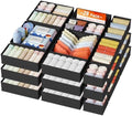 DIMJ Drawer Organizer Clothes, 26Pack Dresser Organizer, Foldable Closet Organizers and Storage, Fabric Dresser Bins, Drawer Dividers for Nursery, Baby Clothes, Underwears, Sock,Black by DiMJ